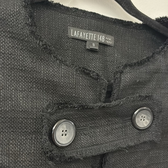 Lafayette 148 New York Black Blazer - size 8 - linen blend - button detail - Picture 2 of 5